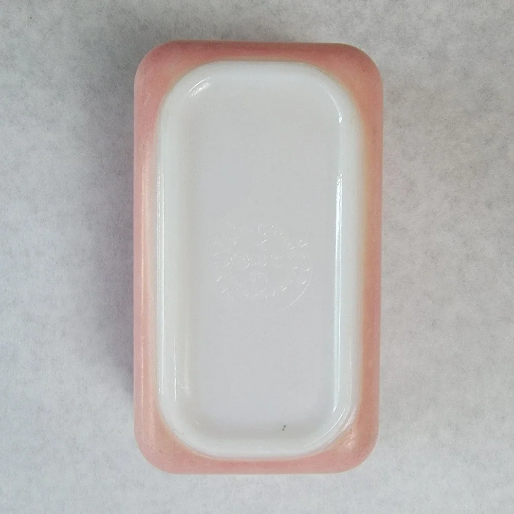 Pyrex 502 Pink Refrigerator Dish Container Rectangular Milk Glass Inside